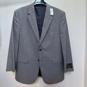 (New) Jos A. Bank 44R Sport Coat Houndstooth Gray BlK 100% Wool Exec.Collection